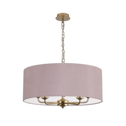 Banyan 5 Light Multi Arm Pendant With 60cm x 22cm Dual Faux Silk Fabric Shade Champagne Gold/Raw Cocoa - thumbnail 5