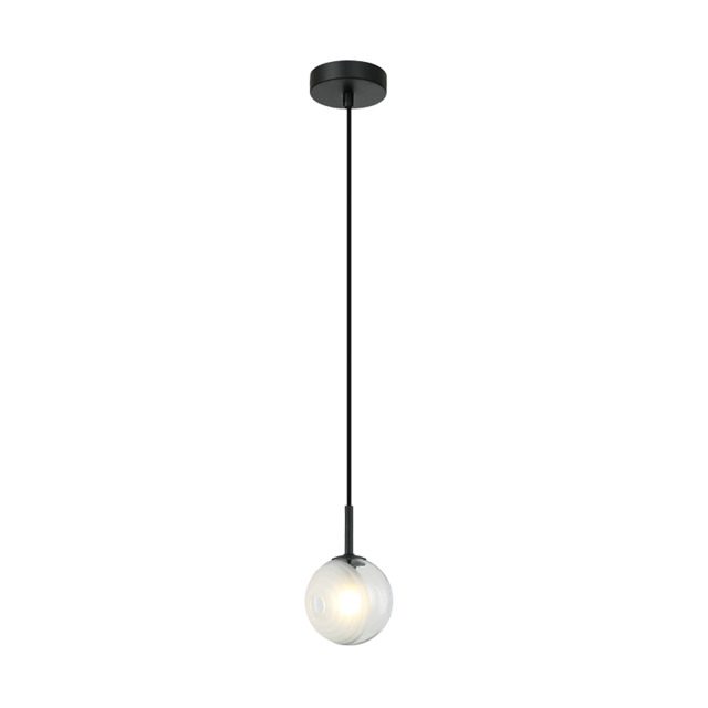 Lyven Globe Pendant Ceiling Light Black Matt -Clear Frost White Glass 1xG9 LED - image 1