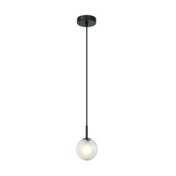 Lyven Globe Pendant Ceiling Light Black Matt -Clear Frost White Glass 1xG9 LED - thumbnail 1