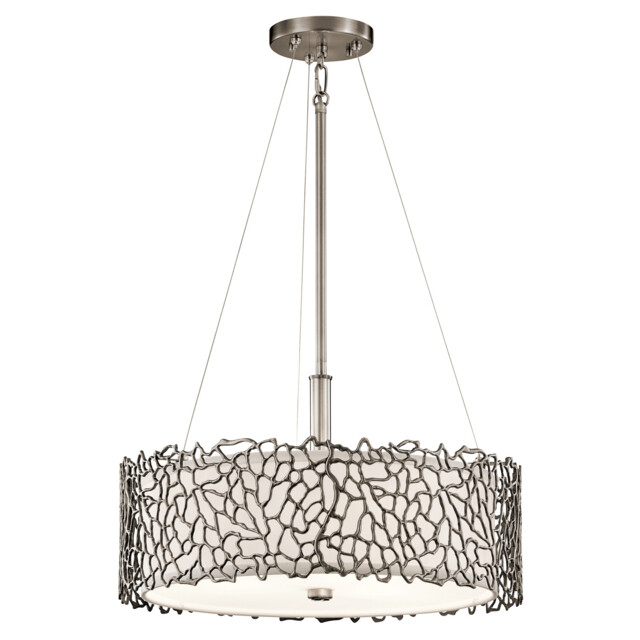 Silver Coral 3 Light Ceiling Duo-Mount Pendant Classic Pewter, E27 - image 1