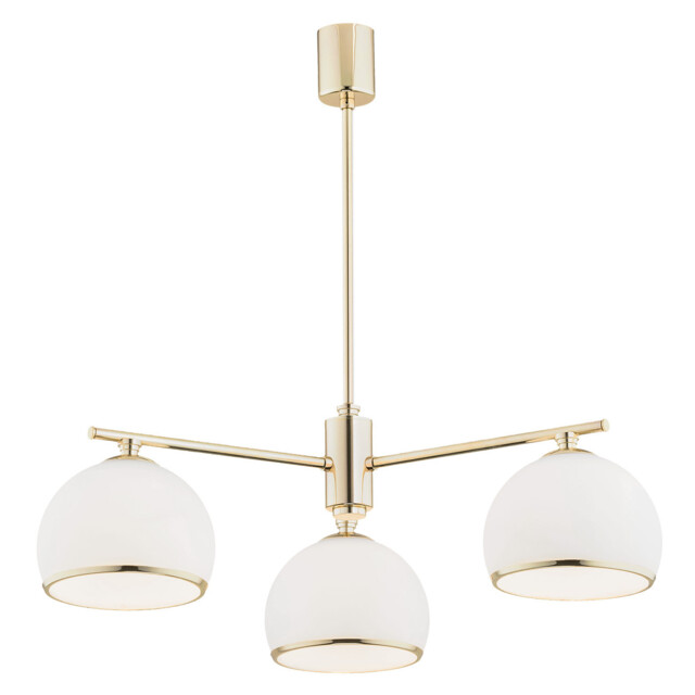 Marbella Multi Arm Pendant Ceiling 3 Light Opal Matt, Brass Steel - image 1