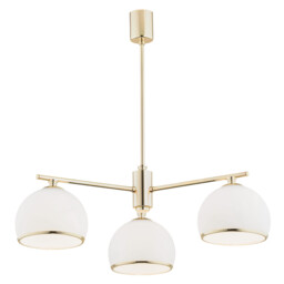 Marbella Multi Arm Pendant Ceiling 3 Light Opal Matt, Brass Steel - thumbnail 1