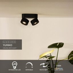 Yumiko Modern Surface Mounted Ceiling Spotlight - Ø 7,8cm - LED Dim. - 2x8W 2700K - Black - thumbnail 2