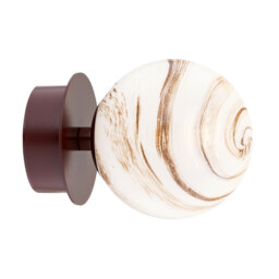 Fabio Wall Lamp White-Brown (Marble Colour), Chocolate Brown IP44