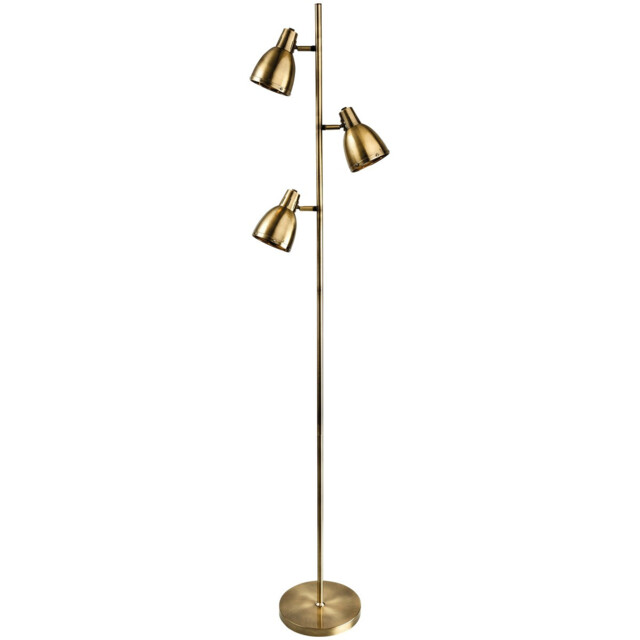 Vogue 3 Light Floor Lamp Antique Brass, E14