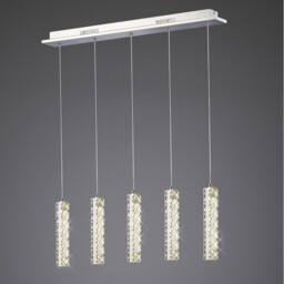 Galaxy Ceiling Pendant 5 Drop 15W LED 4000K Polished Chrome, Crystal - thumbnail 2