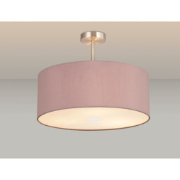 Baymont Satin Nickel 3 Light E27 Semi Flush With 50cm x 20cm Dual Faux Silk Shade, Taupe/Halo Gold - thumbnail 2
