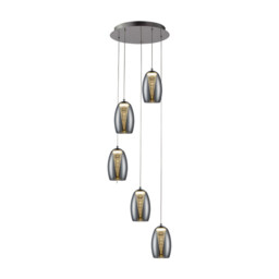 Nebula Integrated LED 5 Light Crystal Cluster Drop Ceiling Pendant Chrome - thumbnail 3