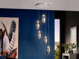 Nebula Integrated LED 5 Light Crystal Cluster Drop Ceiling Pendant Chrome - thumbnail 1