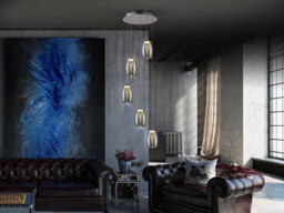Nebula Integrated LED 5 Light Crystal Cluster Drop Ceiling Pendant Chrome - thumbnail 2