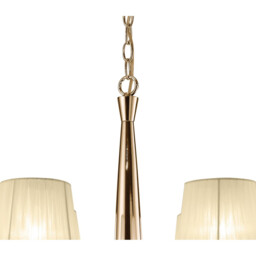 Tiffany Pendant 2 Tier 12+12 Light E14+G9, French Gold With Cream Shades & Clear Crystal - thumbnail 5
