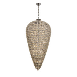 Coniston Tall Acorn Pendant, 30 Light E14, Polished Chrome/Crystal, Item Weight: 84.10kg - thumbnail 1
