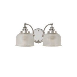 DeRuyter Switched Wall Lamp 2 Light E27 Polished Nickel, Prismatic Glass - thumbnail 5