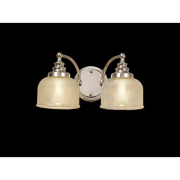 DeRuyter Switched Wall Lamp 2 Light E27 Polished Nickel, Prismatic Glass - thumbnail 3