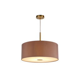 Baymont Antique Brass E27 Single Pendant With 50cm x 20cm Dual Faux Silk Shade, Taupe/Halo Gold - thumbnail 5