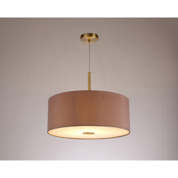 Baymont Antique Brass E27 Single Pendant With 50cm x 20cm Dual Faux Silk Shade, Taupe/Halo Gold - thumbnail 2