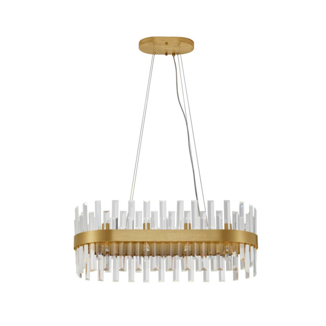 Crown 10 Light Pendant Ceiling Light Satin Gold Metal, Clear Crystal (56 pcs) LED G9 - image 1