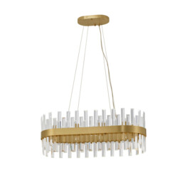 Crown 10 Light Pendant Ceiling Light Satin Gold Metal, Clear Crystal (56 pcs) LED G9 - thumbnail 3