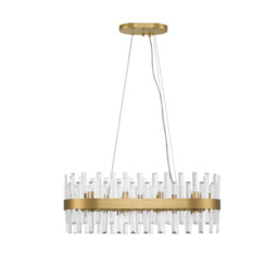 Crown 10 Light Pendant Ceiling Light Satin Gold Metal, Clear Crystal (56 pcs) LED G9 - thumbnail 5