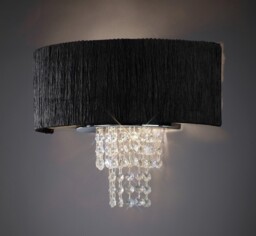 Nerissa Wall Lamp with Black Shade 2 Light Polished Chrome, Crystal - thumbnail 2