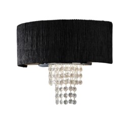 Nerissa Wall Lamp with Black Shade 2 Light Polished Chrome, Crystal - thumbnail 1