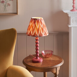 Higgledy Gloss Pink Clay Paint Table Lamp with Apricot Orange Fabric Zigzag Shade 25cm E14 - thumbnail 2