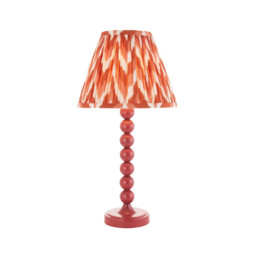 Higgledy Gloss Pink Clay Paint Table Lamp with Apricot Orange Fabric Zigzag Shade 25cm E14