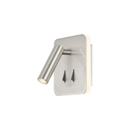 Cayman Square Wall + Reading Light, 6W + 3W LED, 3000K, 620lm Total, Individually Switched, Satin Nickel, 3yrs Warranty - thumbnail 1