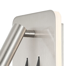 Cayman Square Wall + Reading Light, 6W + 3W LED, 3000K, 620lm Total, Individually Switched, Satin Nickel, 3yrs Warranty - thumbnail 5