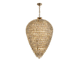 Coniston Acorn Pendant, 25 Light E14, French Gold/Crystal, Item Weight: 64.60kg - thumbnail 1