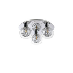 Talia Flush Ceiling Round, 3 Light G9, Polished Chrome/Silver/Clear Glass - thumbnail 3