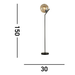 Punch Floor Lamp Black, Champagne Punched Glass - thumbnail 3