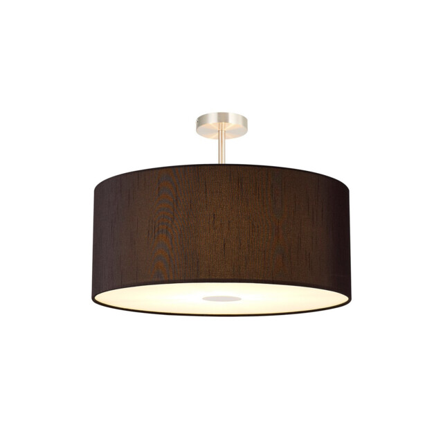 Baymont Satin Nickel 5 Light E27 Semi Flush Fixture With 60cm x 22cm Faux Silk Shade, Black/White Laminate - image 1
