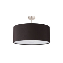 Baymont Satin Nickel 5 Light E27 Semi Flush Fixture With 60cm x 22cm Faux Silk Shade, Black/White Laminate - thumbnail 5