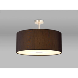 Baymont Satin Nickel 5 Light E27 Semi Flush Fixture With 60cm x 22cm Faux Silk Shade, Black/White Laminate - thumbnail 2
