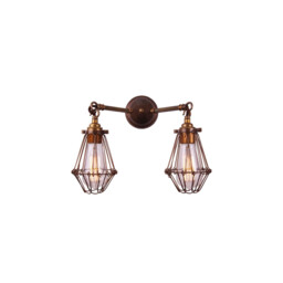 Rigo Wall Light, Antique Brass, Bronze Cage - thumbnail 2