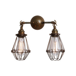 Rigo Wall Light, Antique Brass, Bronze Cage - thumbnail 3