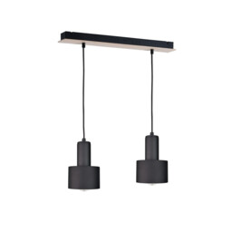 Luce Bar Pendant Ceiling Light Black, Wood, 50cm, 2x E27