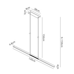 Lineal 1.2m Linear Pendant, 24W LED, 3000K, 2970lm, Sand White, 3yrs Warranty - thumbnail 3