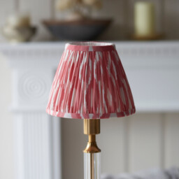 Morton Rechargeable Brushed Aged Brass Plate Table Lamp with Coral Pink Fabric Ikat Shade 16cm Integrated LED - thumbnail 5