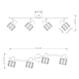 Kris Ceiling Spotlight Bar Nickel Matt 4x E14 - thumbnail 5