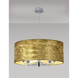 Banyan 5 Light Multi Arm Pendant, E14 Polished Chrome With 60cm x 22cm Gold Leaf With White Lining Shade - thumbnail 2