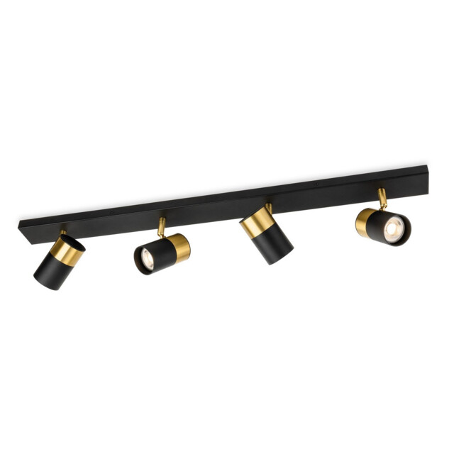 Roma 4 Light Bar Black with Brushed Brass 4xGU10