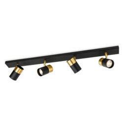 Roma 4 Light Bar Black with Brushed Brass 4xGU10