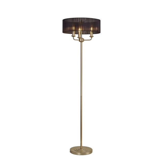 Banyan 3 Light Switched Floor Lamp With 45cm x 15cm Organza Shade Champagne Gold/Black - image 1