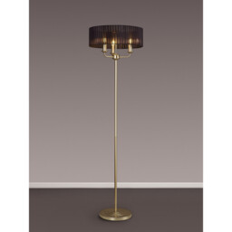 Banyan 3 Light Switched Floor Lamp With 45cm x 15cm Organza Shade Champagne Gold/Black - thumbnail 2