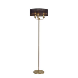 Banyan 3 Light Switched Floor Lamp With 45cm x 15cm Organza Shade Champagne Gold/Black