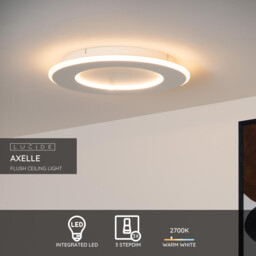 Lucide AXELLE - Flush ceiling light - 39,6 cm - LED Dim. - 1x24W 2700K - 3 StepDim - White - thumbnail 2