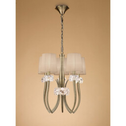 Loewe Slim Pendant 5 Light E14, Antique Brass With Soft Bronze Shades - thumbnail 2