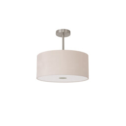 Baymont Satin Nickel E27 Semi Flush With 40cm x 18cm Dual Faux Silk Shade, Nude Beige/Moonlight - thumbnail 5